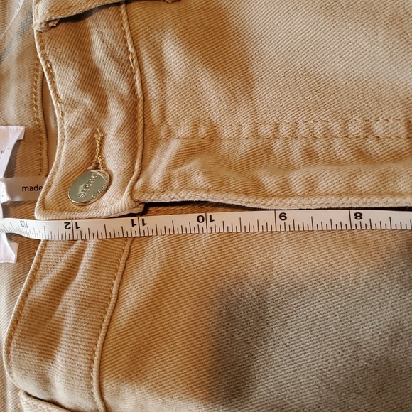 Risen Jeans Cargo Tan High Rise Wide Leg Sz 15 W32 Pants w Trendy Hem Hack - Picture 8 of 14